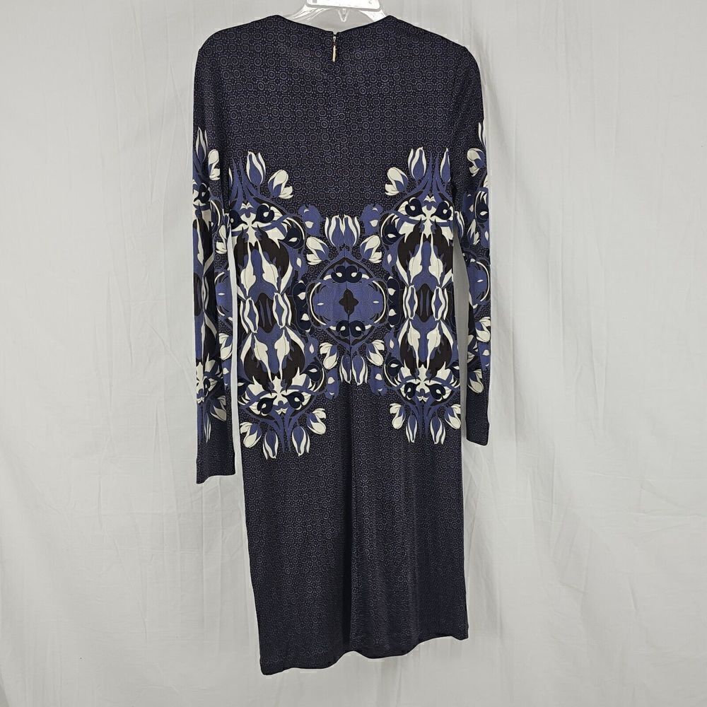 Tory Burch Flavia Blue Multicolored Long Sleeve Silk Dress Size Small - Picture 6 of 13